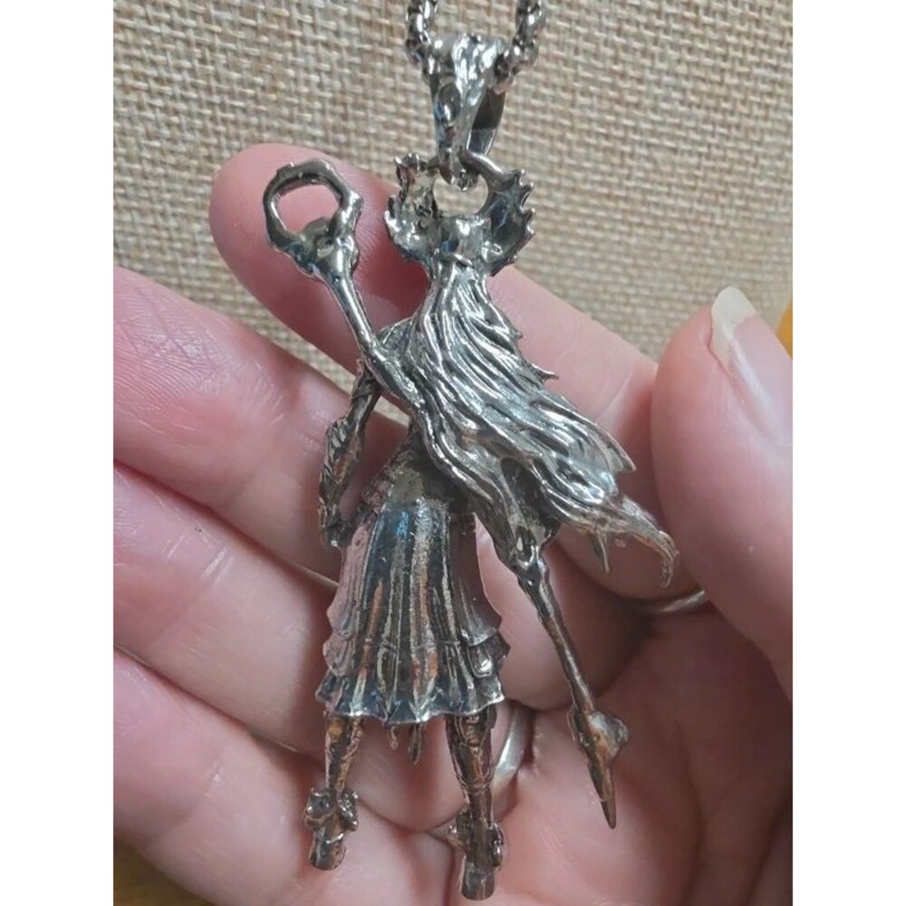 Gothic Valkyrie Warrior Pendant Necklace Winged Helmet Staff - Picture 4 of 6